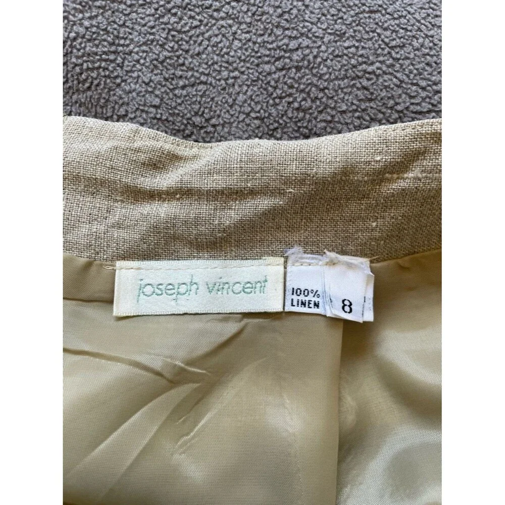 Joseph Vincent 100% Linen Pencil Skirt Women Size 8 Beige Knee Length - Picture 9 of 9